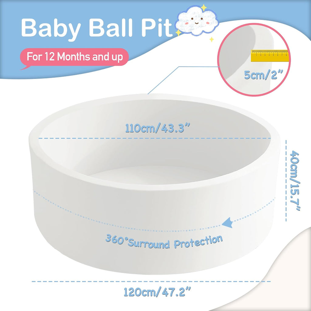 47.2" x 15.7" Foam Ball Pit for Toddlers, Baby Round Balls Pool for Babies 1-3, Kids Play Ball Pits for Boys