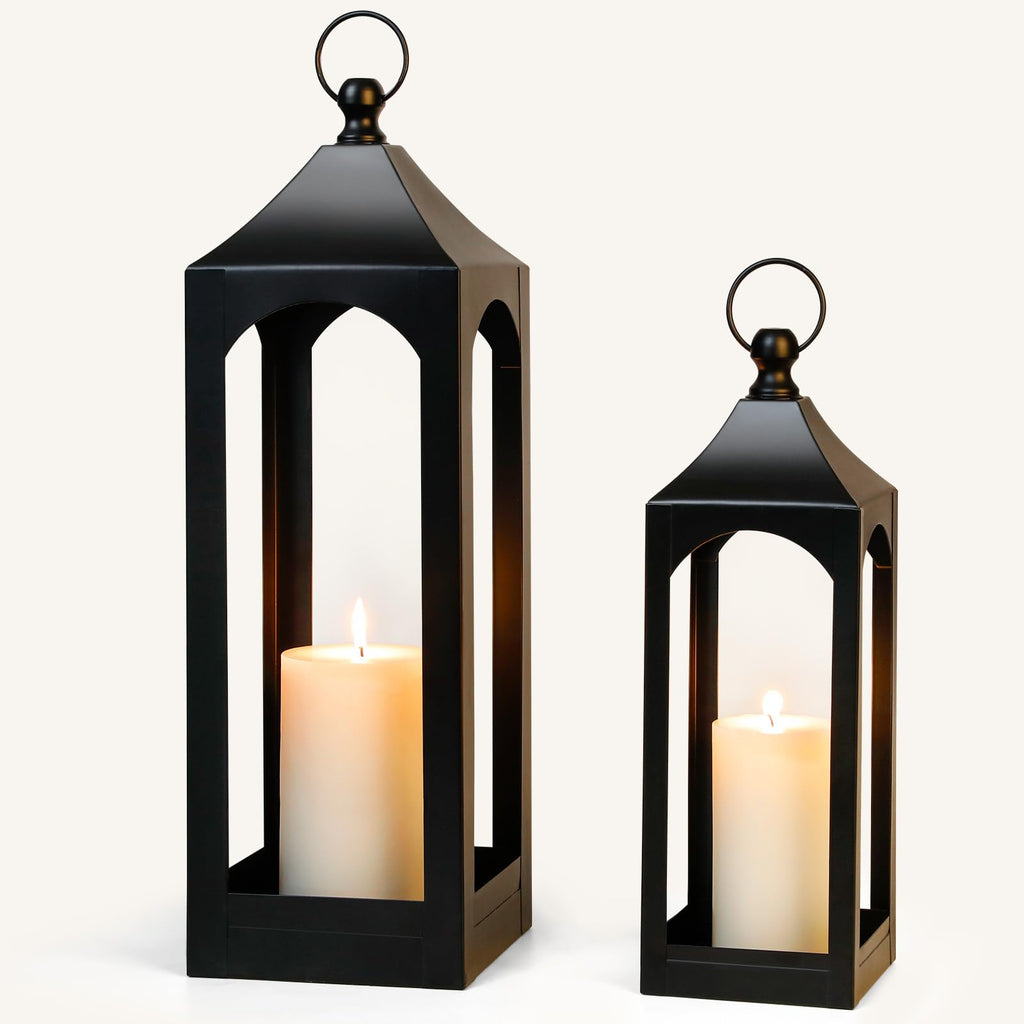 Modern Farmhouse Lantern Decor Metal Decorative Hanging Candle Lanterns