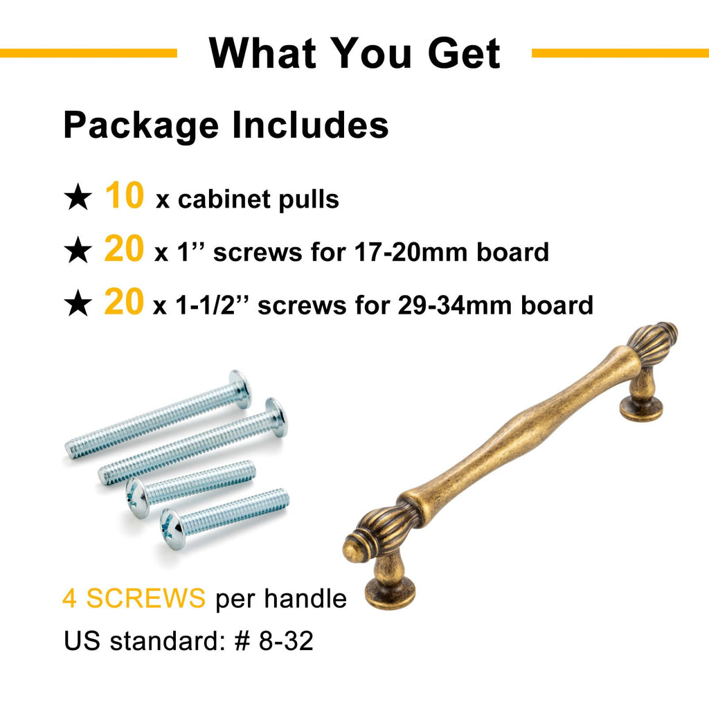 3 Inch Antique Brass Cabinet Pulls Drawer Handles 10 Pack 2510