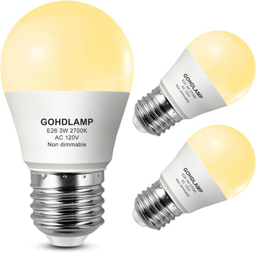 E26 A15 LED Refrigerator Light Bulb, 3W 2700K, 3-Pack