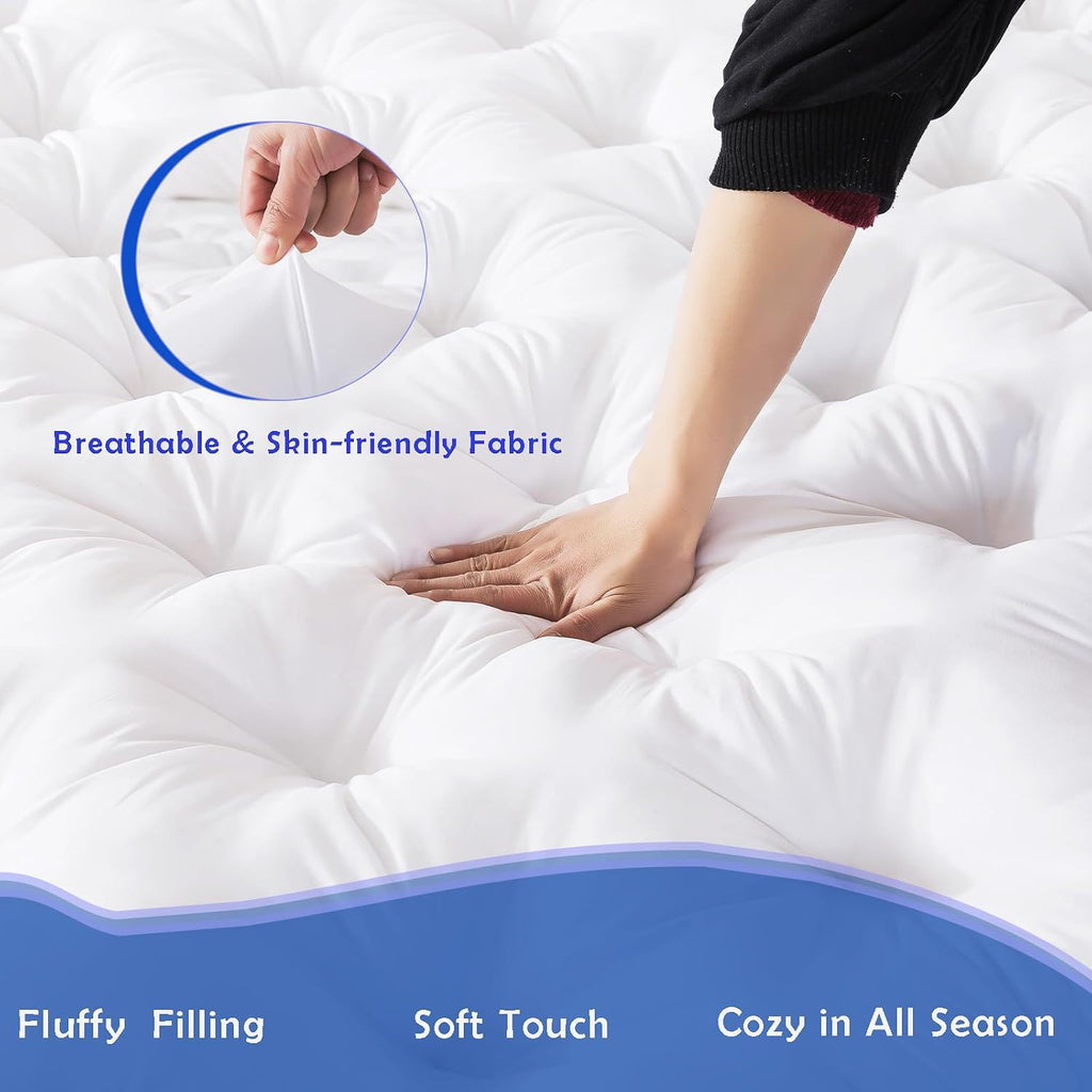5 Inch Memory Foam Mattress Topper Queen for Back Pain, Filled with Flfuffy Soft Breathable Stuffing, Thick