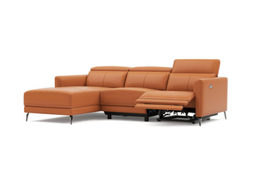 Andria Left-Facing Sectional Leather Sofa 99.5" | Italian Nappa 11000 Top-Grain Leather Reclining Sofa | Electric