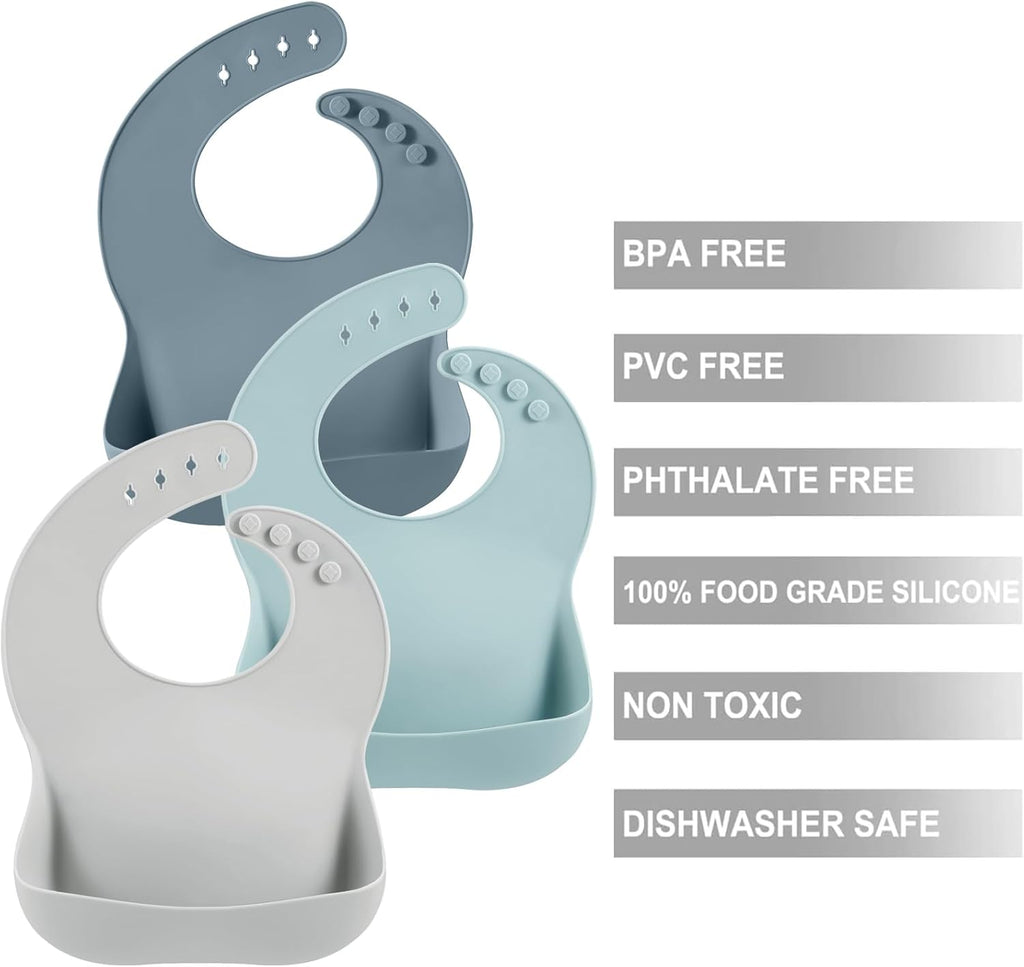 Set of 6 Cute Silicone Bibs for Babies & Toddlers