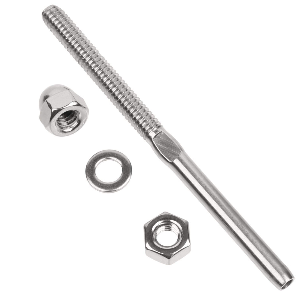 50 Pack 1/8" Cable Railing Swage Threaded Stud Tension End Fitting