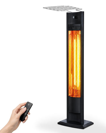 Electric Patio Heater 38.5in, 1500W Infrared Indoor & Outdoor, Portable Standing Space Heater with IPX4 Waterproof