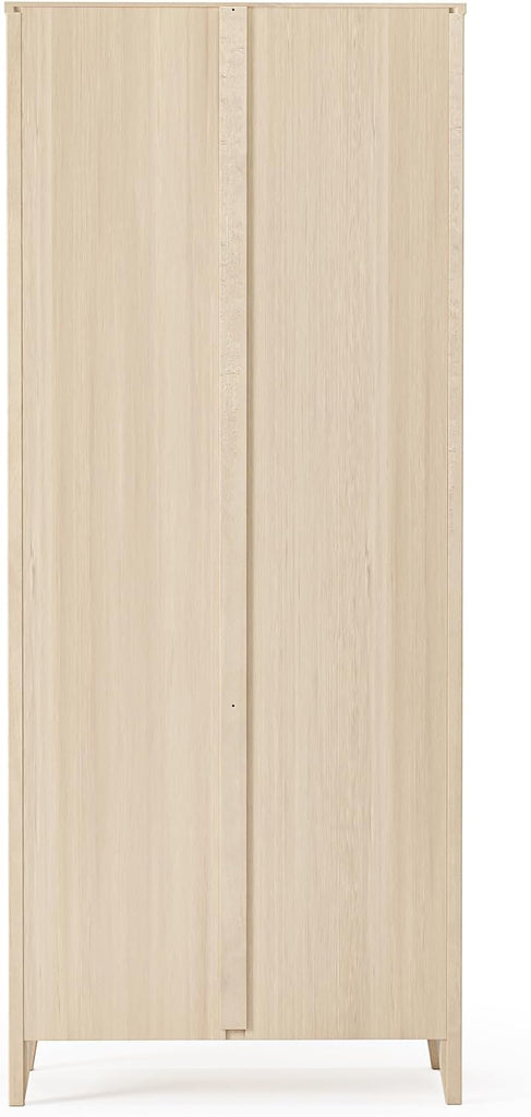 Shaker Style 6 Shelf Bookcase/Solid Wood / 72 inch Tall/Adjustable Shelving/Closed Back/Display Bookshelf , Light Oak