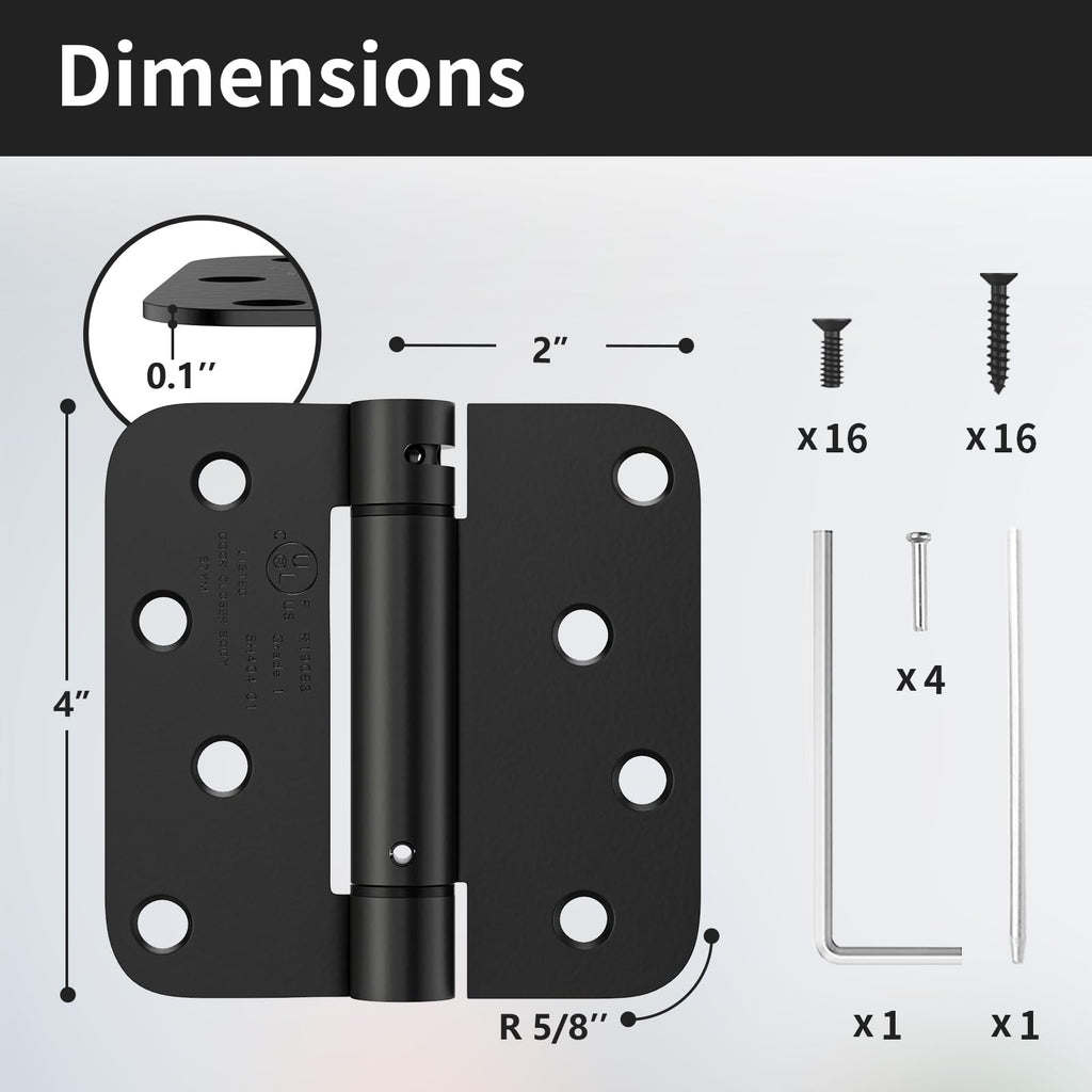 2 Pack Self Closing Door Hinges 4 Inch, Spring Hinges Self Closing