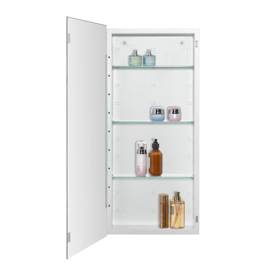 Bathroom Medicine Cabinet with Beveled Edge Mirrored Door 16 x 36 inch, Recessed or Surface Mount, with Adjustable