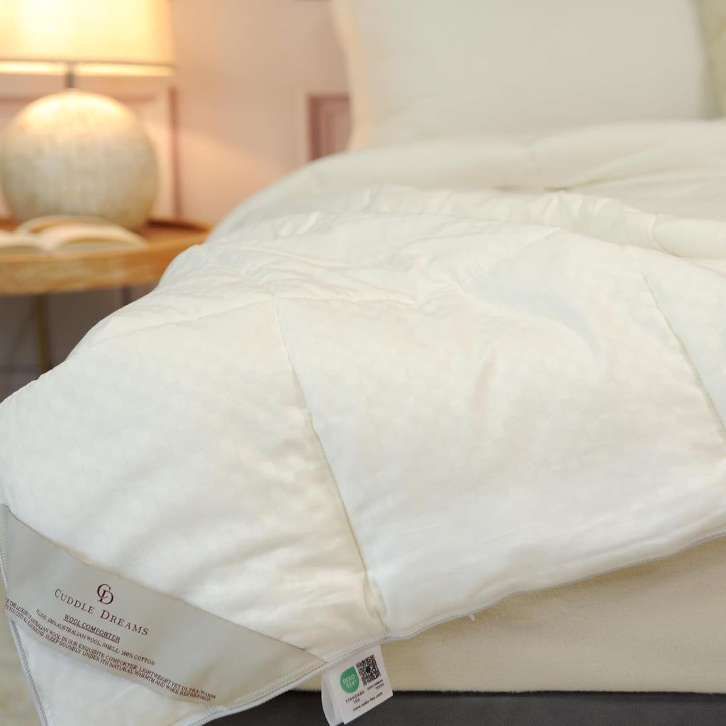 Wool Comforter Duvet Insert, 100% Australian Wool Filling with Soft Noiseless Cotton Shell