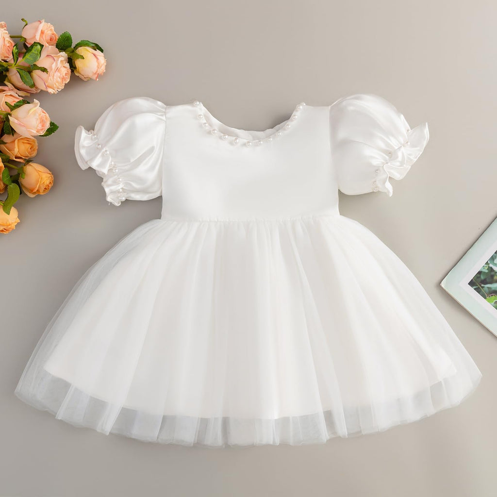 Toddler Baby Flower Girls Dress Wedding Guest Satin Birthday Party Formal Pageant Tulle Dress for Baby Girl