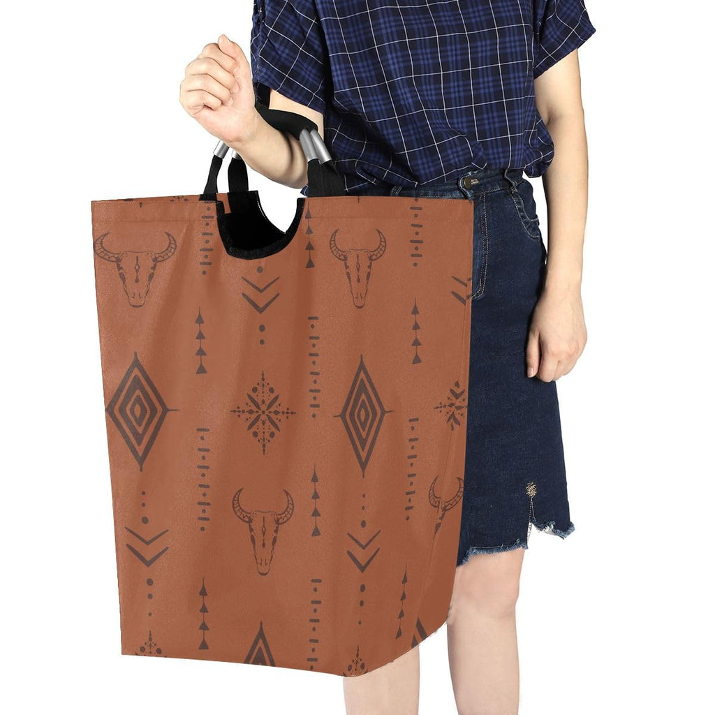 Western Bull Boho Large Laundry Hamper Basket, Collapsible Laundry Bag Storage Bins Baskets with Handles for Laundry