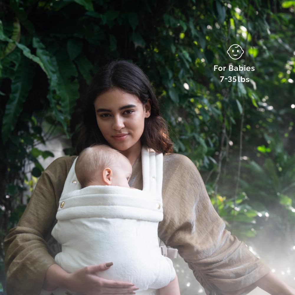 Carrier - Soft Cotton Linen Blend with Magnolia Jacquard Design, Adjustable and Ergonomic for Newborns and Toddlers