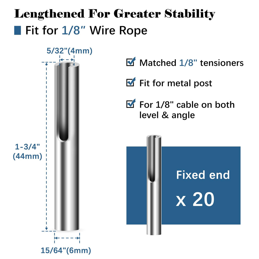 20Pack 1/8" Invisible Cable Railing Kit Terminal Toggle Anchor Angle, T316 Stainless Steel Adjustable Cable Railing
