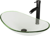 YIMAI Tempered Glass Vessel Sink Bathroom, 20.8"x13.7" Oval Clear Above Counter Sink Bowl