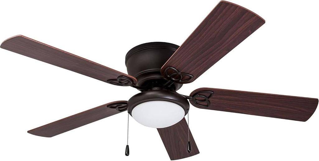 Benton Traditional 52 Inch Ceiling Fan with Light, LED Flush Mount Ceiling Fan, Indoor Fan with 5 Blades