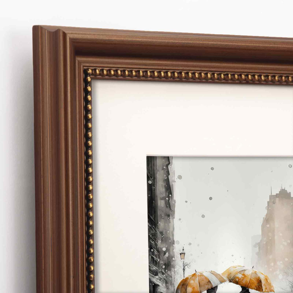 8x10 in Wood Classic Gallery Picture Frame Set, Ornate Beaded Inner, Matted for 5x7 Photo, Multiple Way Display
