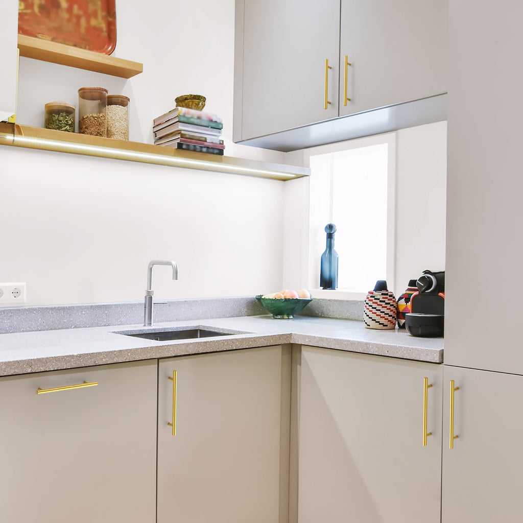 Gold Cabinet Pulls Drawer Pulls, 6-1/4 Inch CC, 45 Pack