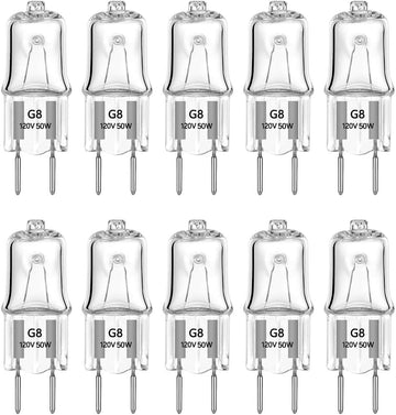 G8 Halogen Light Bulbs 50W 120V Xenon G8 Base 2Pin T4 JCD Type Warm White for Microwave Oven Replacements,for Candle