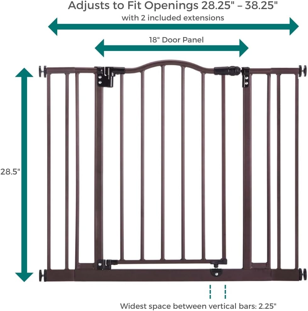 Windsor Arch Hold-Open & Auto-Close Pressure-Mount Pet Gate: Heavy-Duty Steel Gate 28.5in Tall Comes with Two 5in