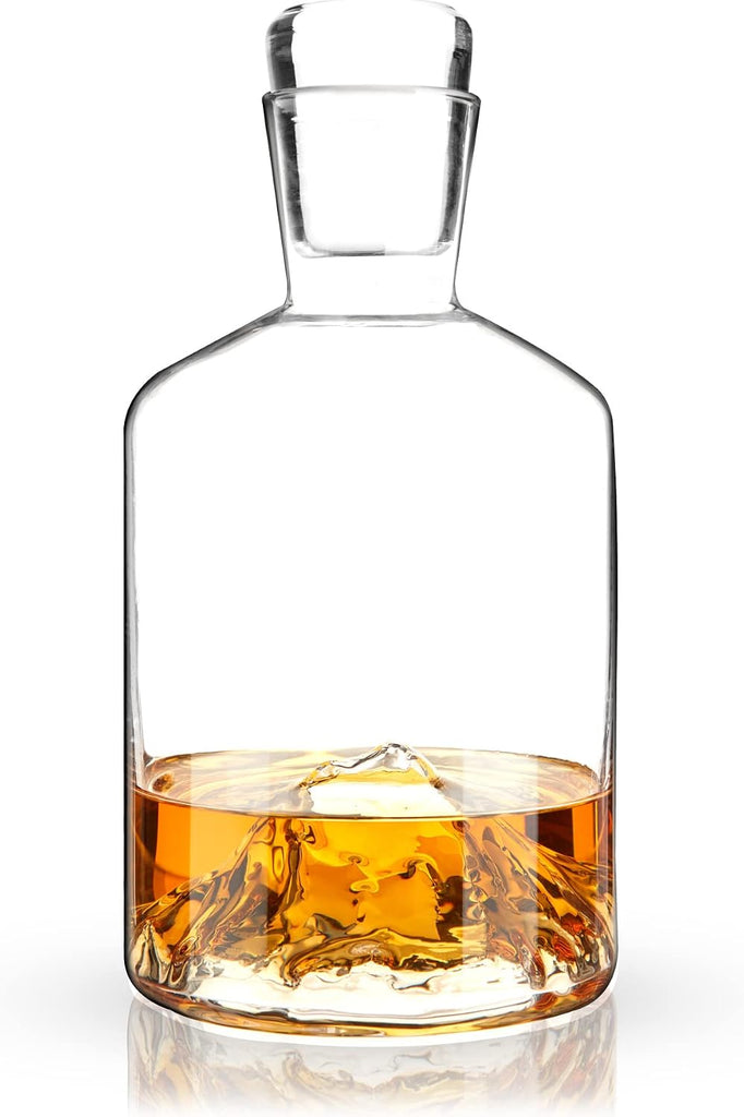 Mountain Decanter, Lead-Free Crystal, Hand-Blown Decanter with Stopper, 24 Oz Capacity