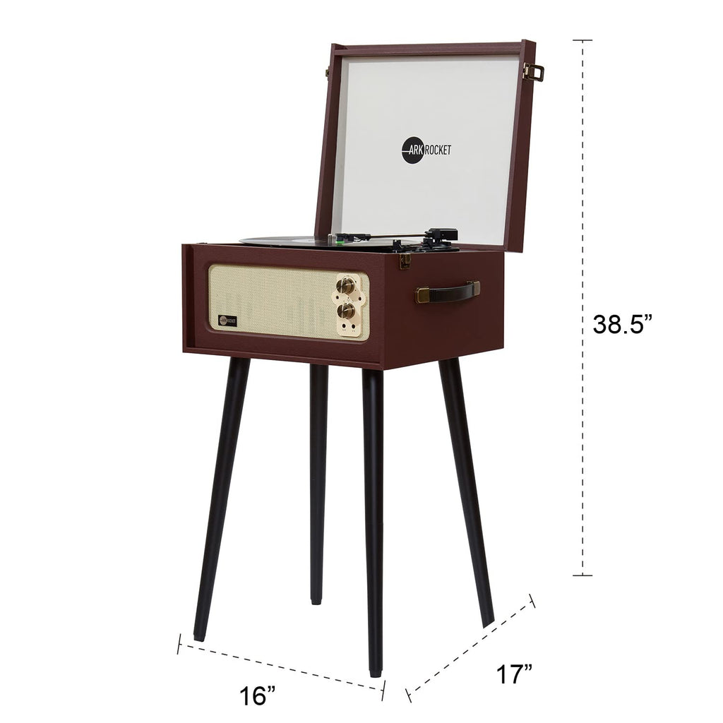 Discovery II 3-Speed Bluetooth Record Player Retro Console Turntable with Built-in Speakers and Removable Legs (Brown)