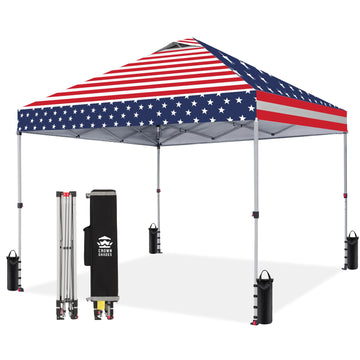 10x10 Pop Up Canopy Tent with One Push Setup, American Flag