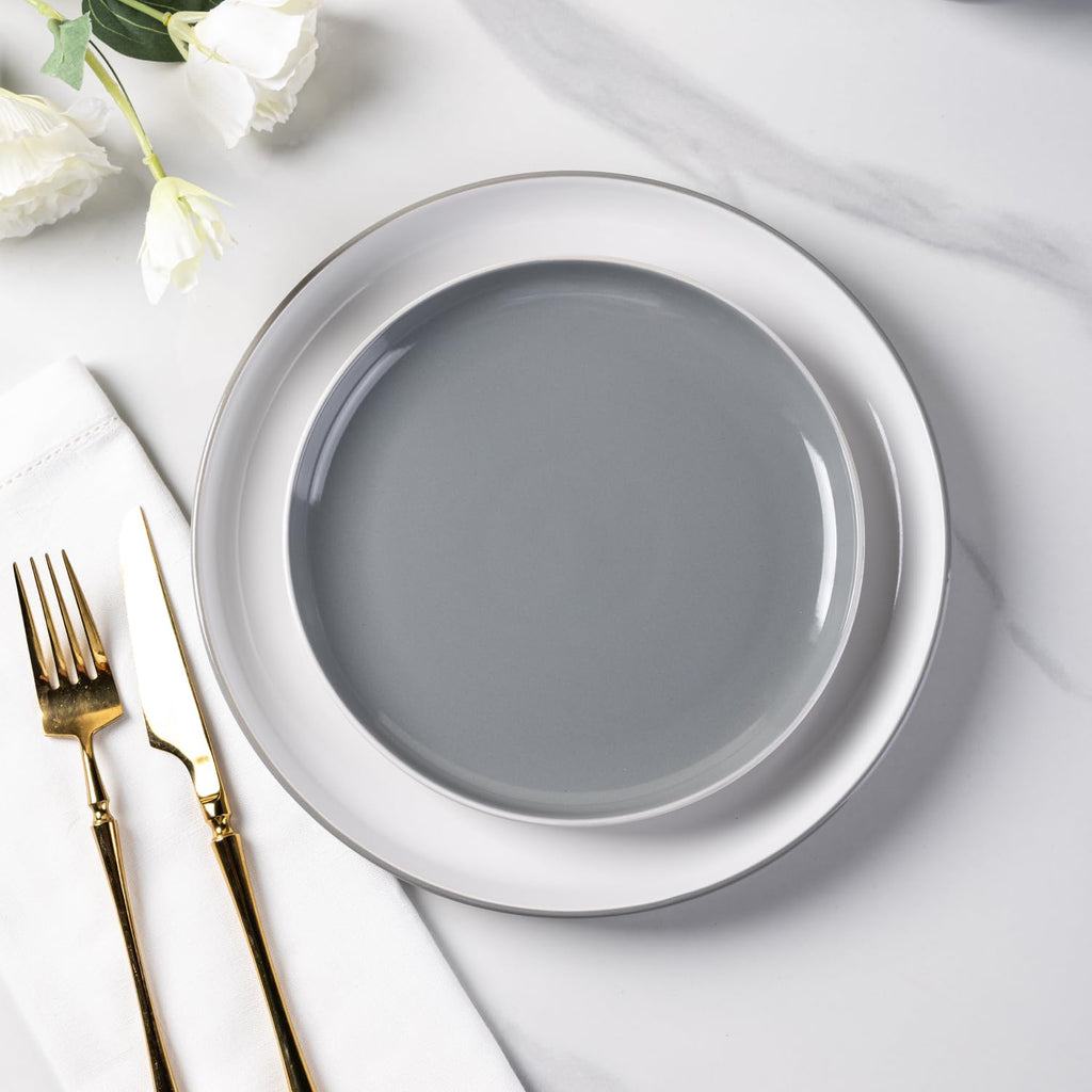 Ceramic Dinnerware Set for 4, 12 Pcs Plates and Bowls Sets Dishes