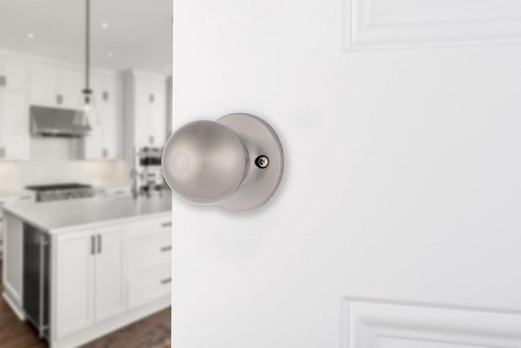 Door Knobs Interior, Non-Locking Transitional Ball Door Knobs, Satin Nickel for Traditional and Transitional Décor