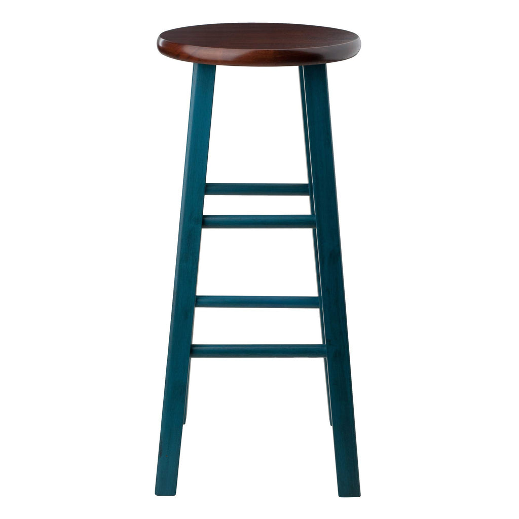 Ivy Square Leg Bar Stool, Rustic Teal and Walnut, 29"
