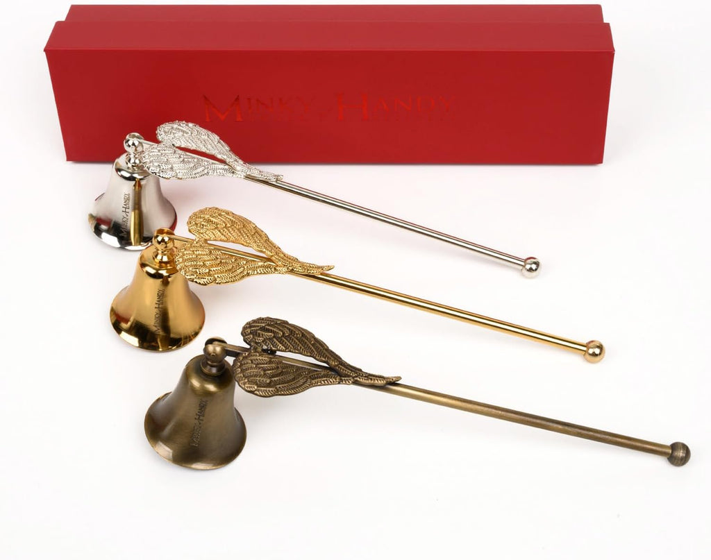 Heart-Shaped Angel Wing Brass Candle Snuffer, Bell Flame Extinguisher with Long Handle, Decorative Home Decor