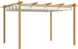 10' x 13' Retractable Pergola Canopy, Wood Grain Aluminum Pergola, Outdoor Sun Shade Shelter for Grill, Garden, Patio