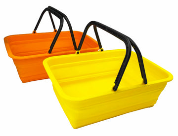 Collapsible Basket with Handle 8L (2.1 Gallon) - Portable Outdoor Picnic Basket/Crate - Foldable Basin for Washing
