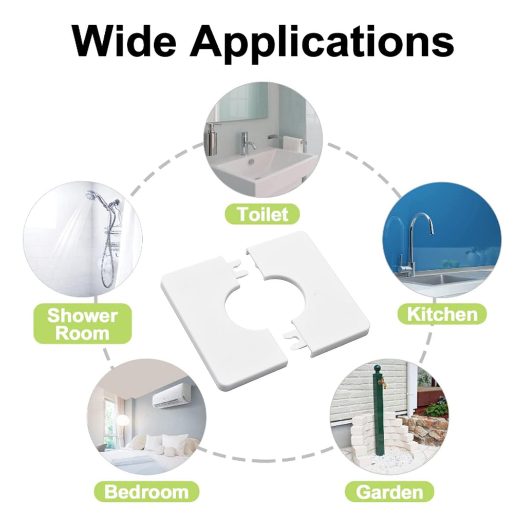 8Pcs Pipe Wall Covers Plastic Square Escutcheon Plates Self-Adhesive Wall Spilt Flange Decorative Shower Pipe Covers