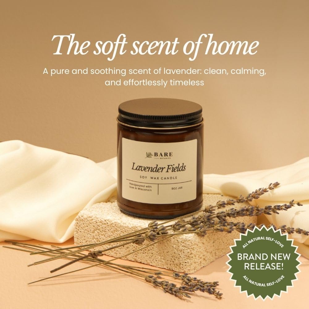9oz Non Toxic Soy Candle Lavender Fields - 40+ Hour Burn