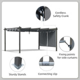 12x14 FT Outdoor Pergola - Retractable Shade Canopy with Aluminum Frame & Roller Shade Curtains for Patio