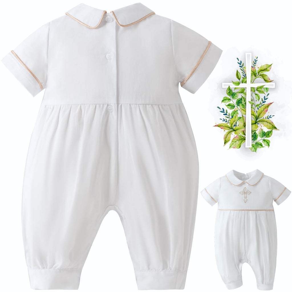 Boy Clothes White Onesie Christening Outfits for Boys