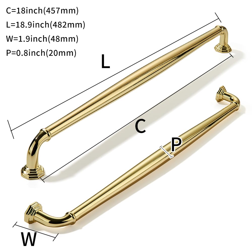 Appliance Handle Pull 18 Inch(457mm) Polished Brass Cabinet Pulls Polished Gold Cabinet Handle Heavy Duty