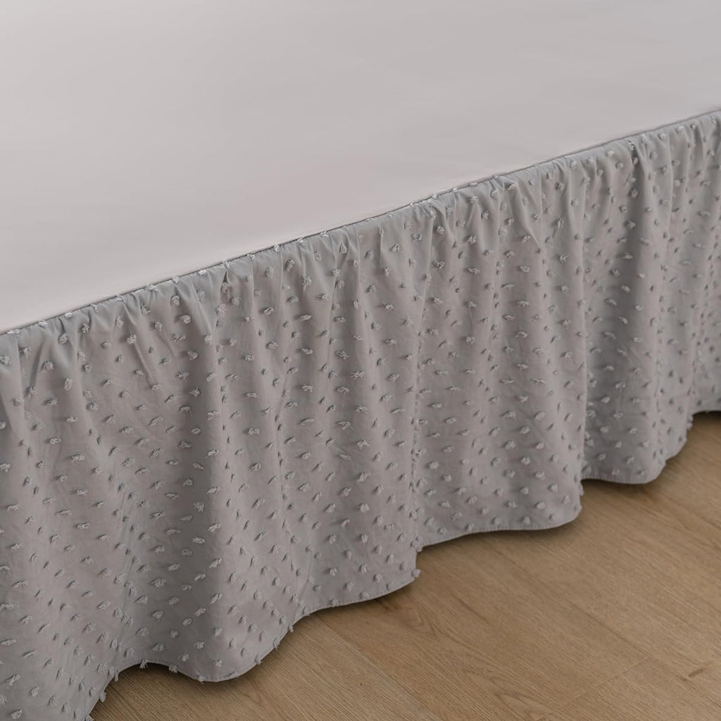Tufted Dot Bed Skirt King Size - Ruffled Bed Skirt with Split Corners
