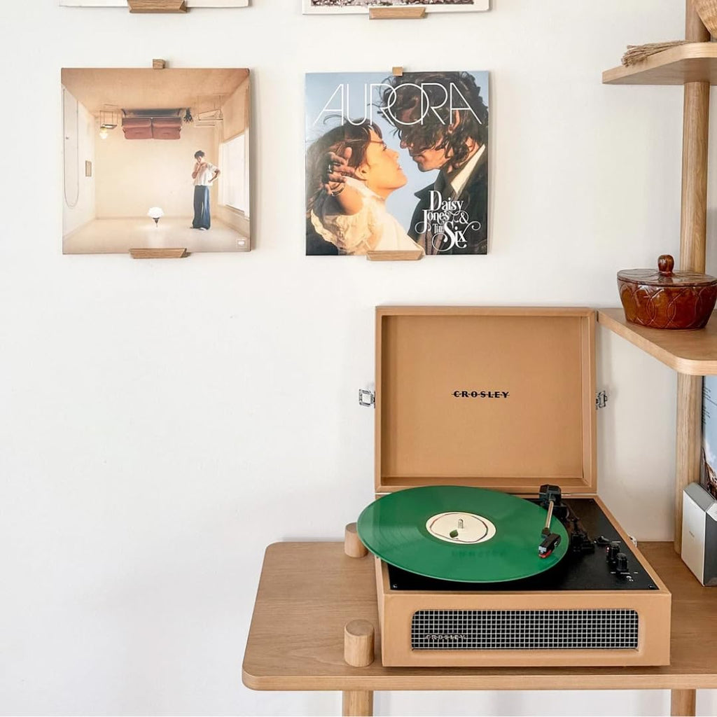 Vinyl Record Wall Mount - Pack of 6 Floating LP Album Display Holders | Pine Wood with Walnut Matte Finish | Easy