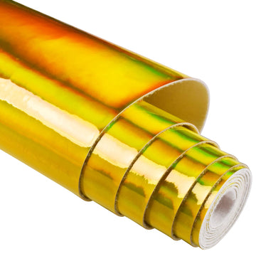 Holographic Vinyl Fabric 12"x53"(30cm x 135cm), 1roll Faux Leather Sheets are Suitable for Bows, Leather Earrings and