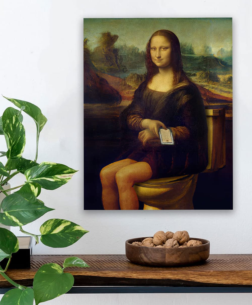 Mona Lisa on the Toilette 28x36 Unframed Print - Satirical Parody s, Dorm Rooms, Modern Art Studios or Cafes - Humor