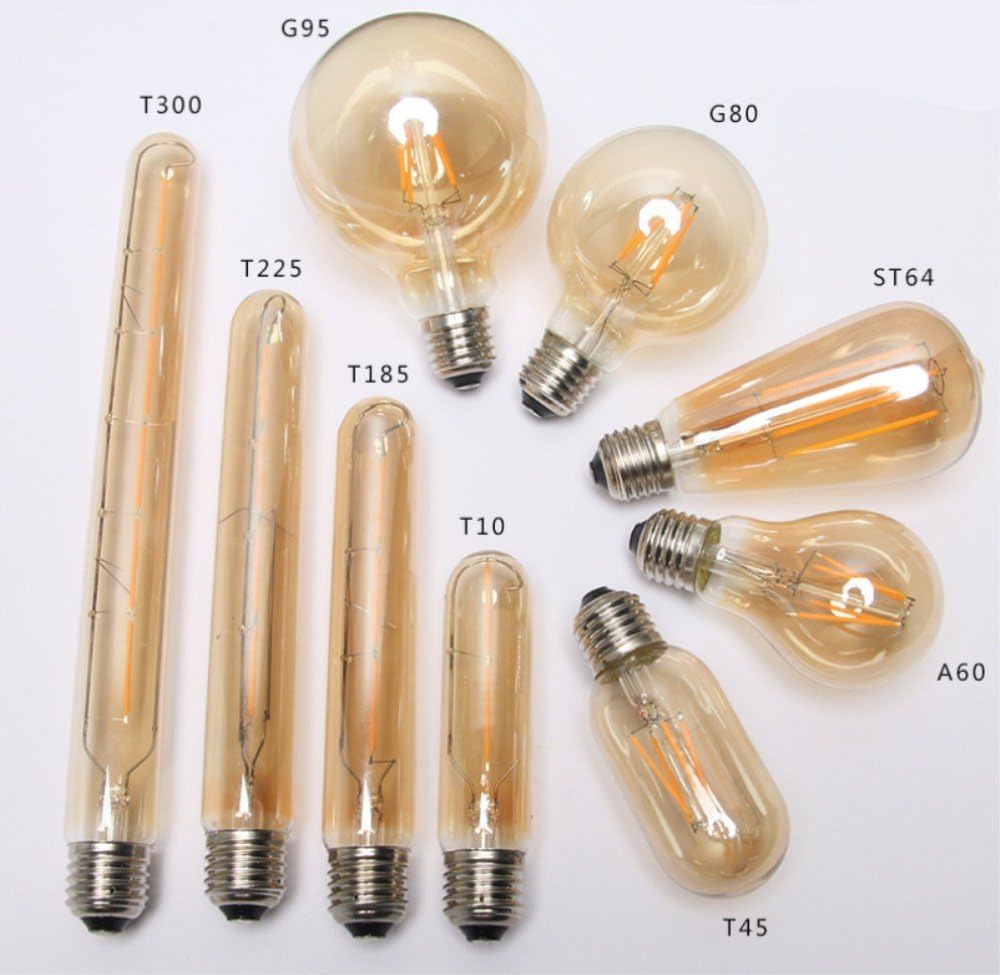 T45 Vintage Edison LED Bulbs LED T45 Filament Bulb T14/T45 LED Tubular Light Bulb Dimmable 4W (40W Equivalent) 2300K