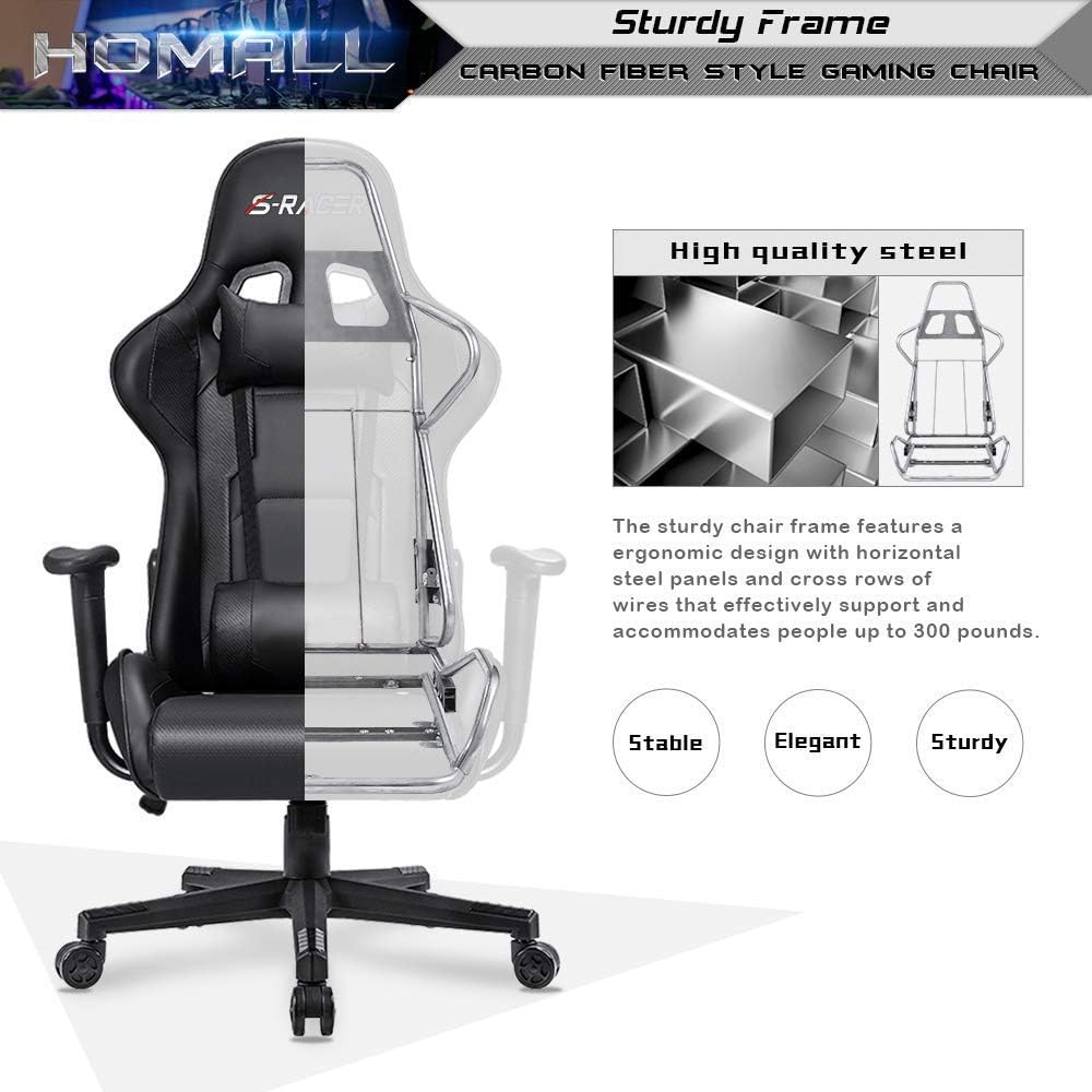 Gaming Chair, Office Chair High Back Computer Chair Leather Desk Chair Racing Executive Ergonomic Adjustable Swivel