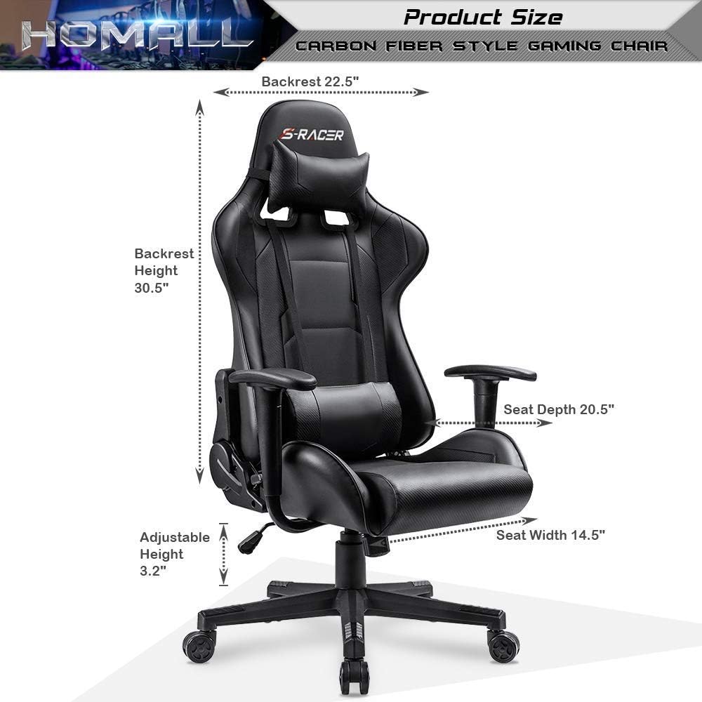Gaming Chair, Office Chair High Back Computer Chair Leather Desk Chair Racing Executive Ergonomic Adjustable Swivel