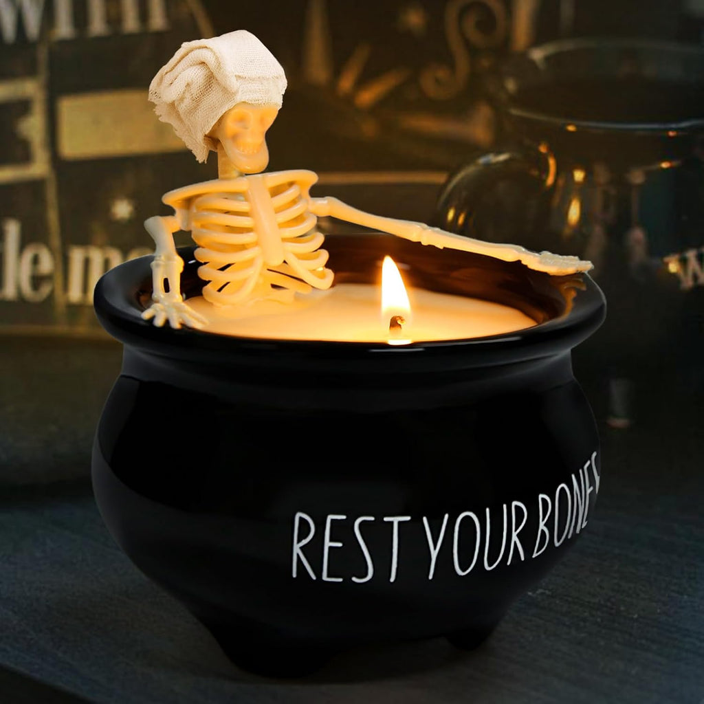 Halloween Decorations Indoor - Cute Skeleton Candles Decor - Set of 144