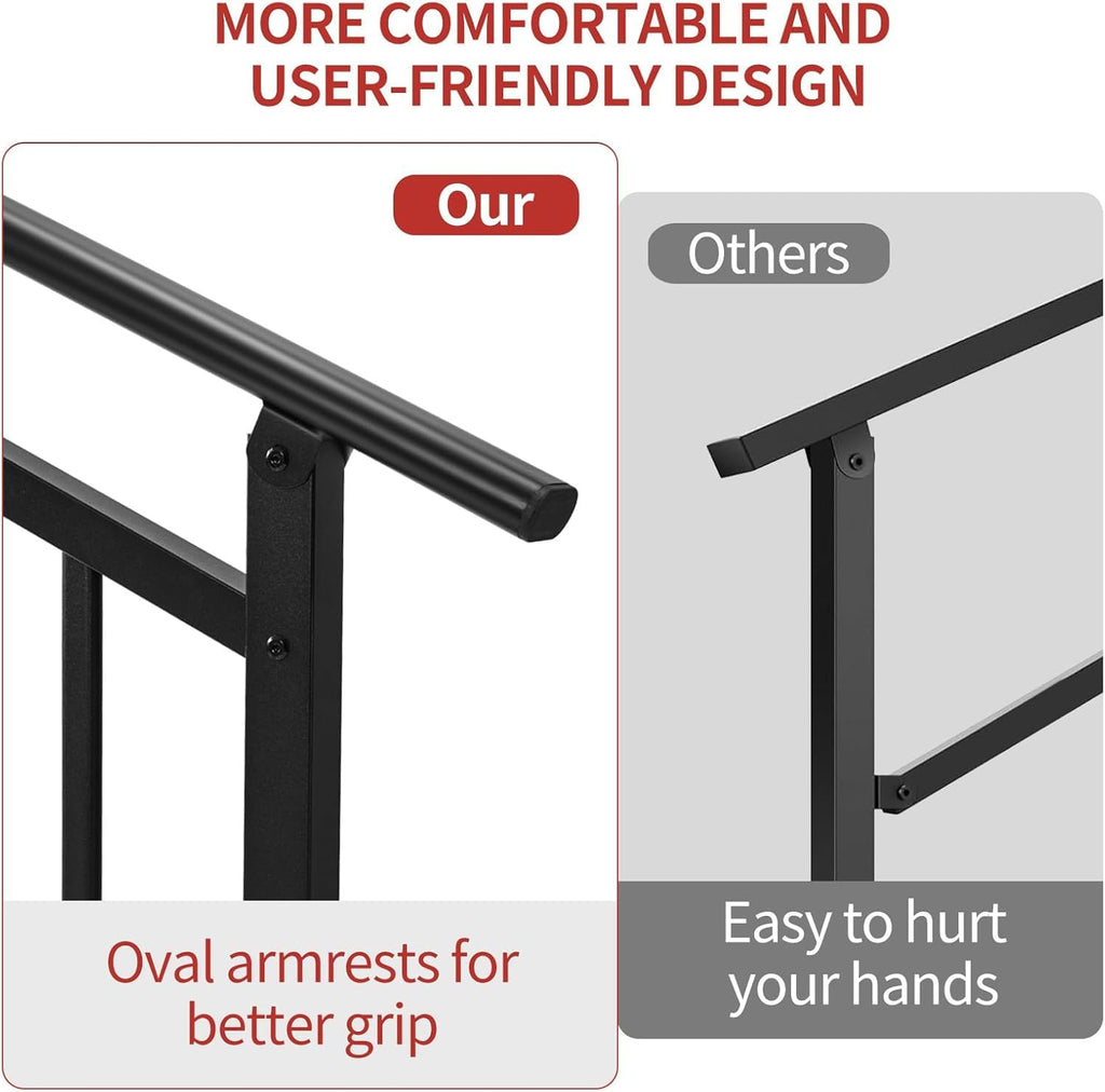 2-Step Hand Rails for Outdoor Steps with Black Balusters