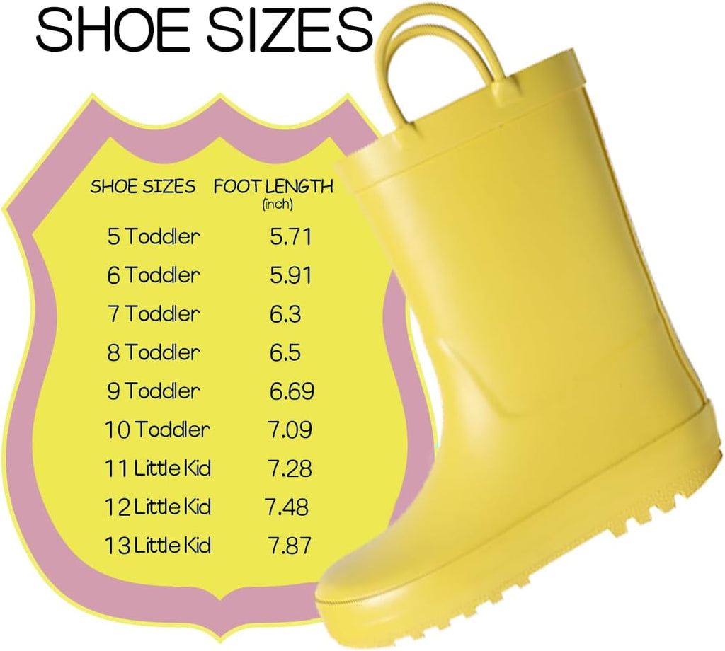 Kids Rain Boots, Toddler Rain Boots Waterproof Rubber Kids Rain Boots for Girls and Boys with Fun Patterns