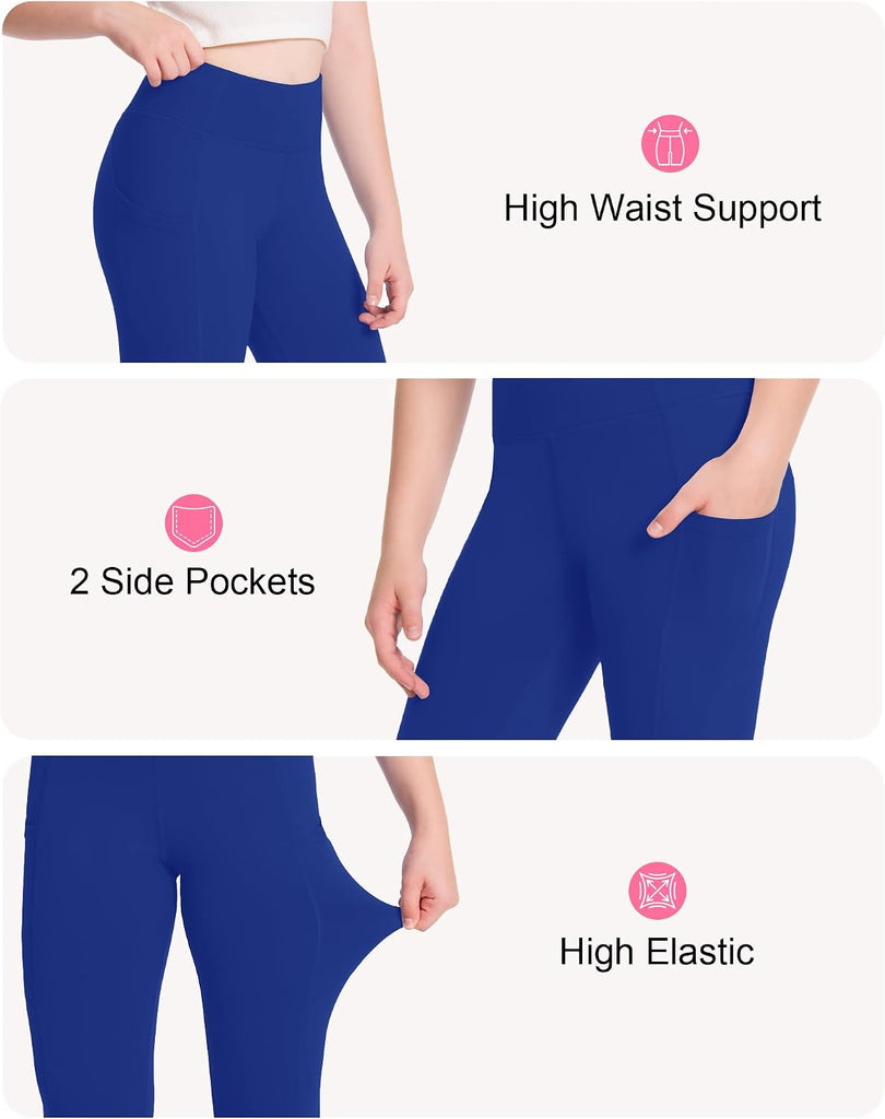 Girls Athletic Leggings with Pockets Kids High Waisted Yoga Pants for Teens Dance Running Workout Tights
