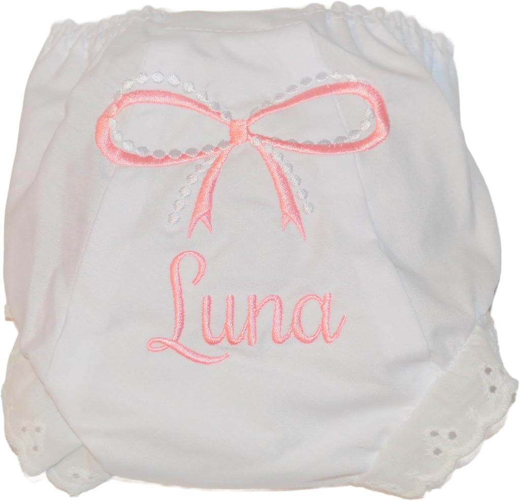 Newborn Baby Girl Gift Bundle Set 11 Pc Set, Romper Bodysuit Bloomers Bib and Burp Cloth - Pink and White Pearls