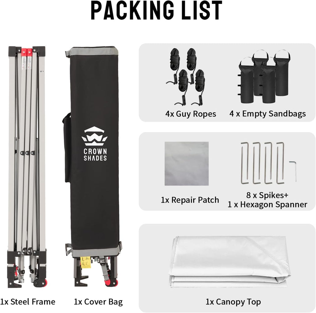 10x10 Pop Up Canopy, Patented CenterLok One Push Tent Canopy, Newly Designed STO-N-GO Storage Bag, 8 Stakes